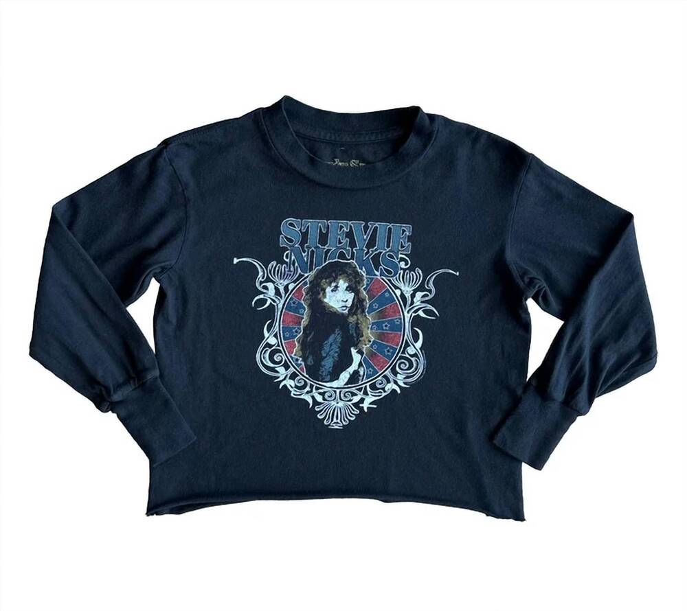 NEW ROWDY SPROUT girls stevie nicks long sleeve rib tee in blue